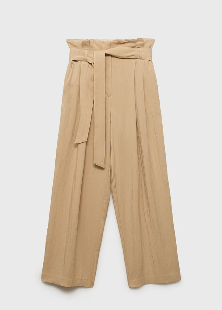 Lyocell paperbag trousers — Beige