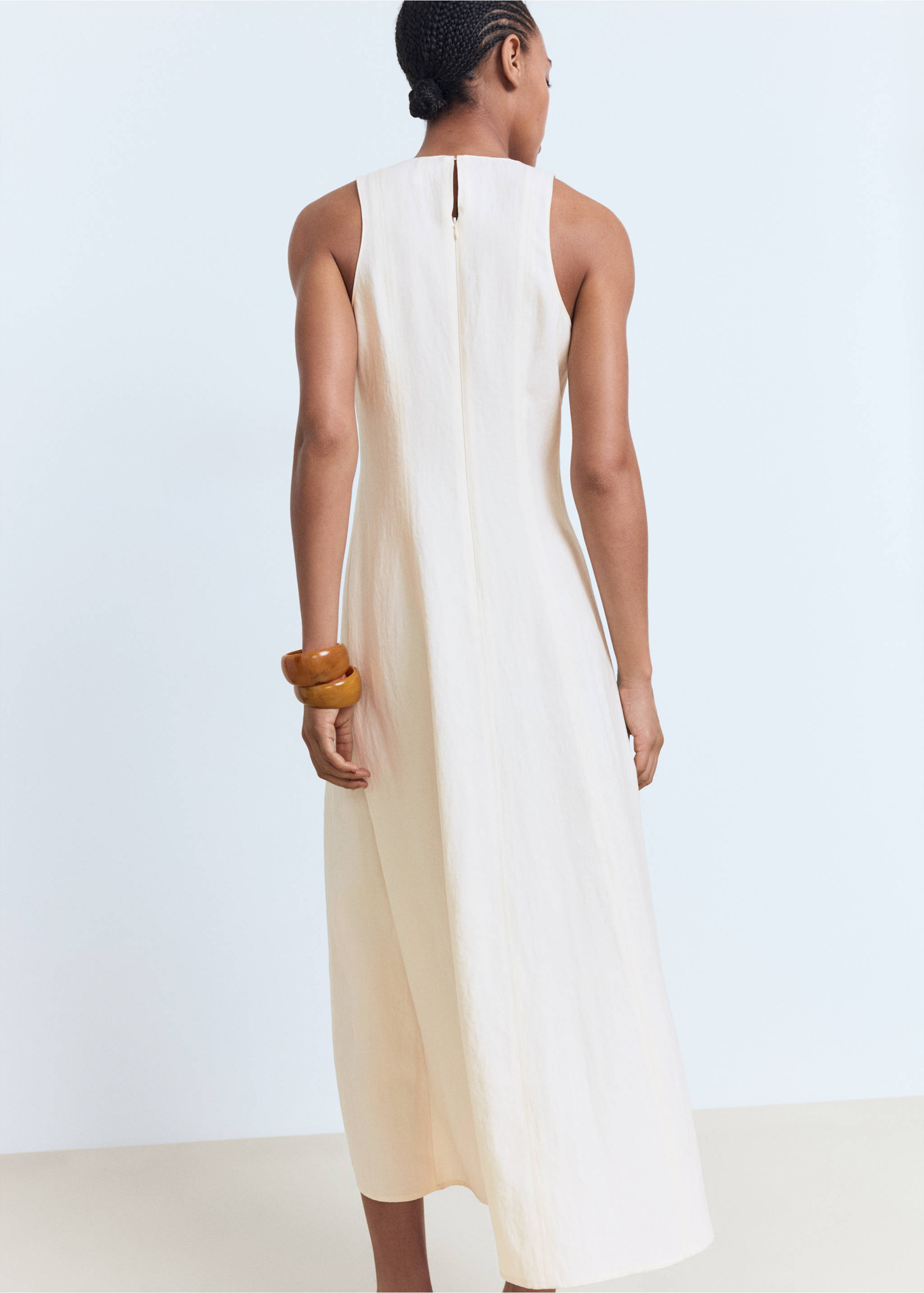 Расклешенное миди-платье - Обратная сторона изделия, Экрю. Ref: 17012537-00.