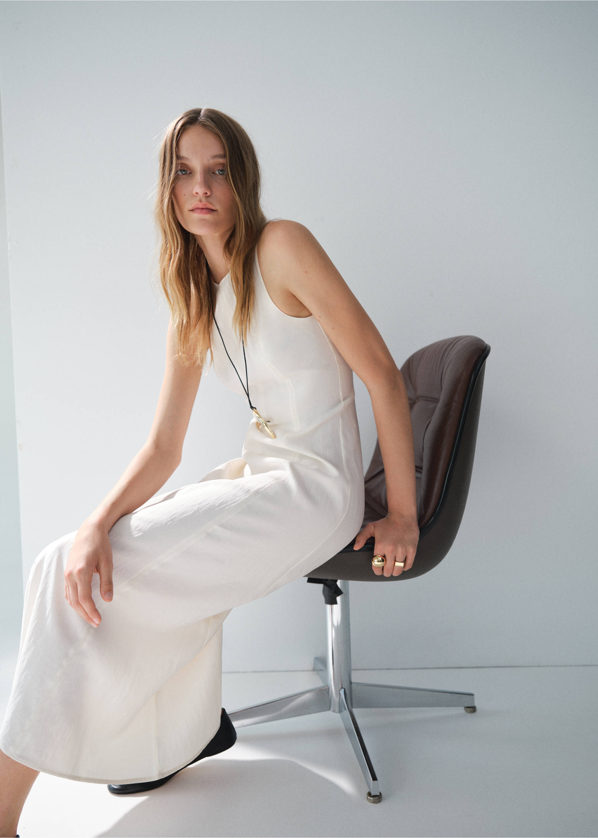 Расклешенное миди-платье - Деталь изделия 6, Экрю. Ref: 17012537-00.