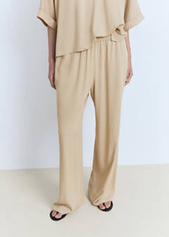 Straight-fit trousers with elastic waist — Beige 1