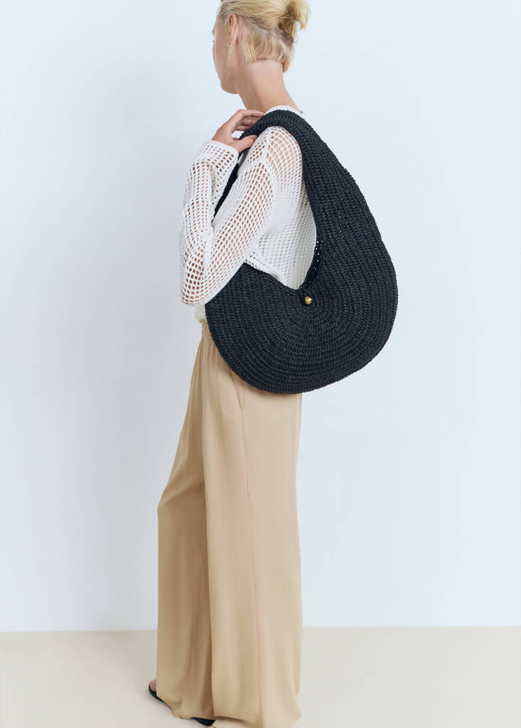 Straight-fit trousers with elastic waist — Beige