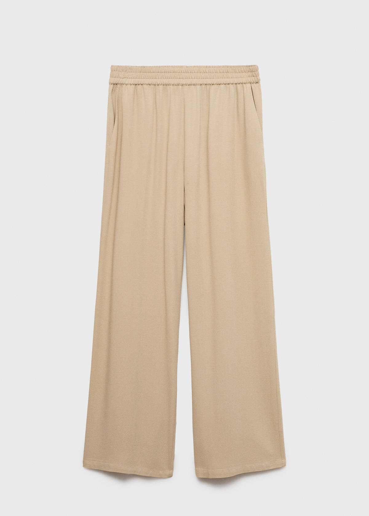 Straight-fit trousers with elastic waist — Beige