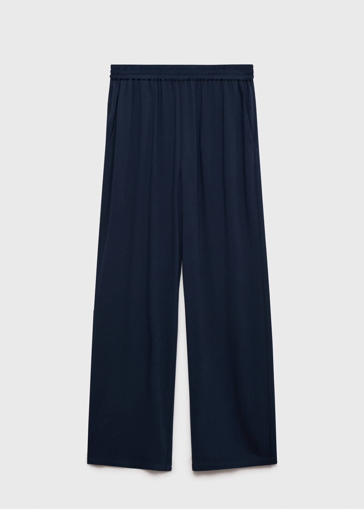 Straight-fit trousers with elastic waist — Dark Navy