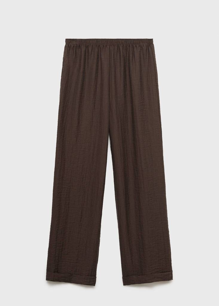 Lyocell trousers with elastic waistband — Chocolate