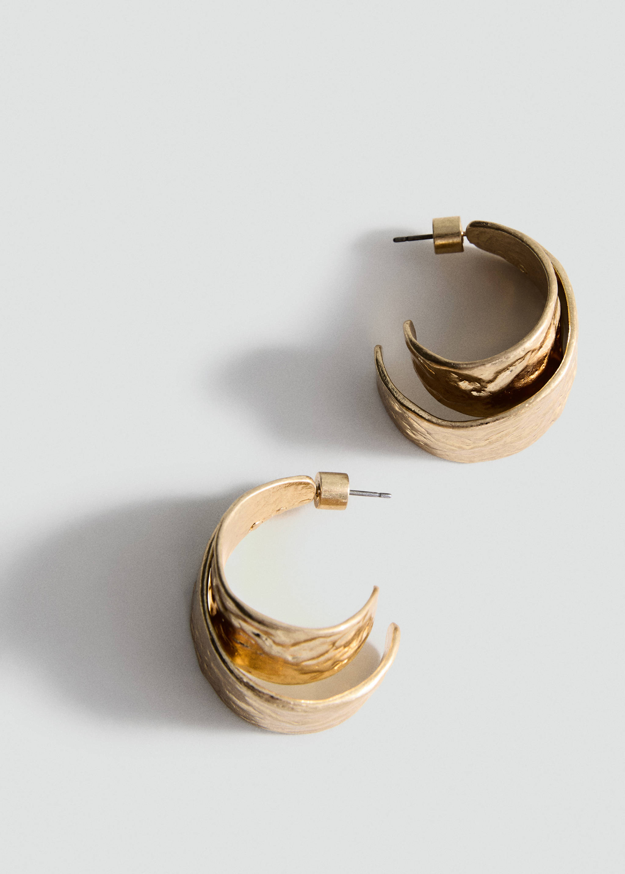Textured double hoop earrings - Medium plane