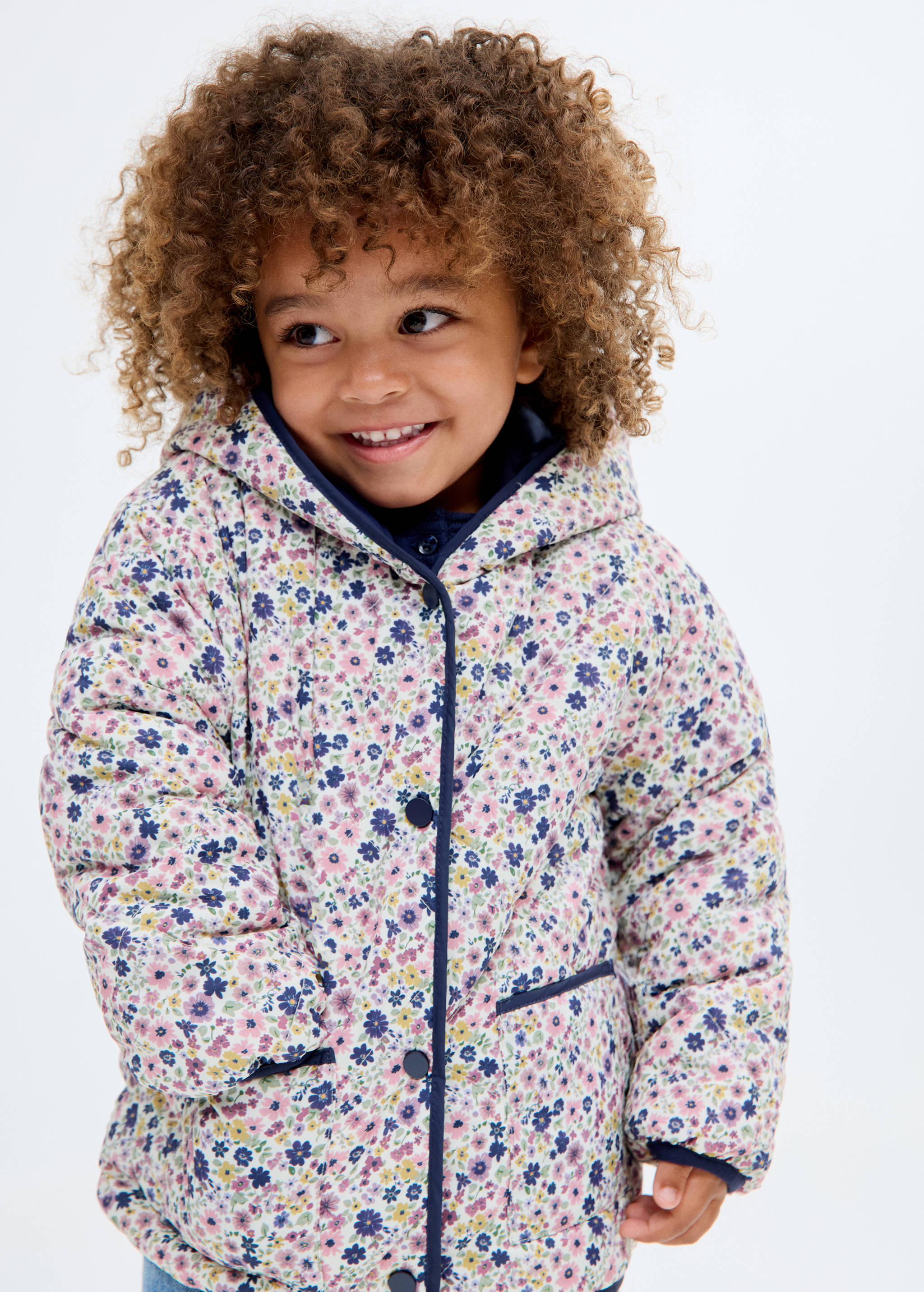 Flowers print quilted anorak - Details of the article 1