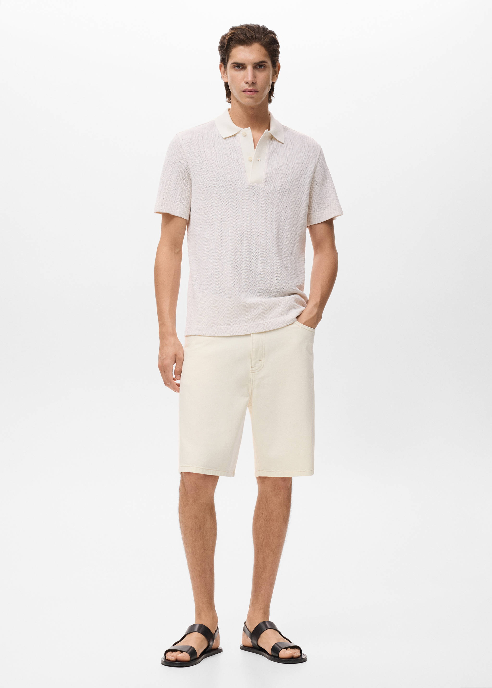 Denim relaxed-fit bermuda shorts - General plane