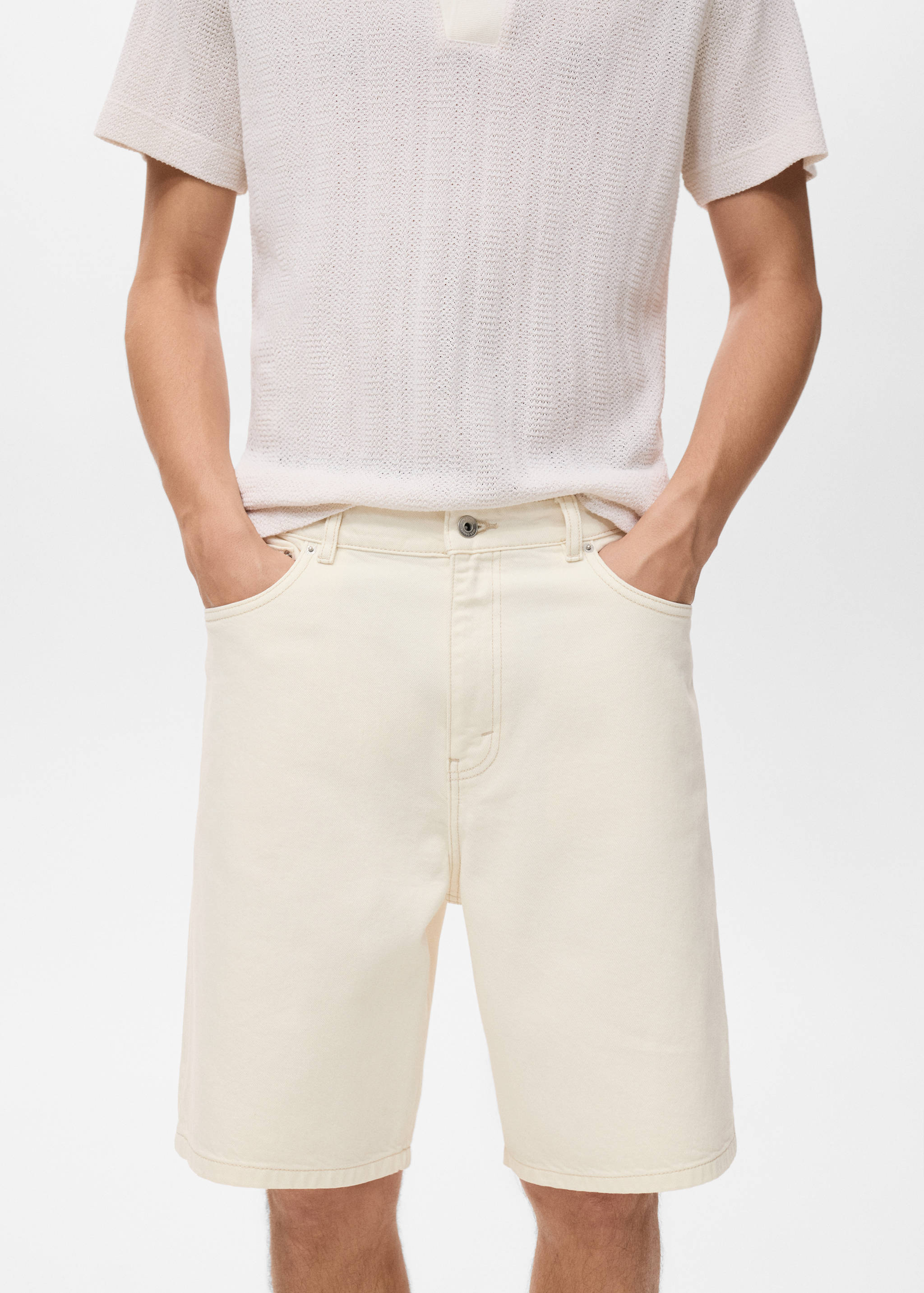 Denim relaxed-fit bermuda shorts - Details of the article 1