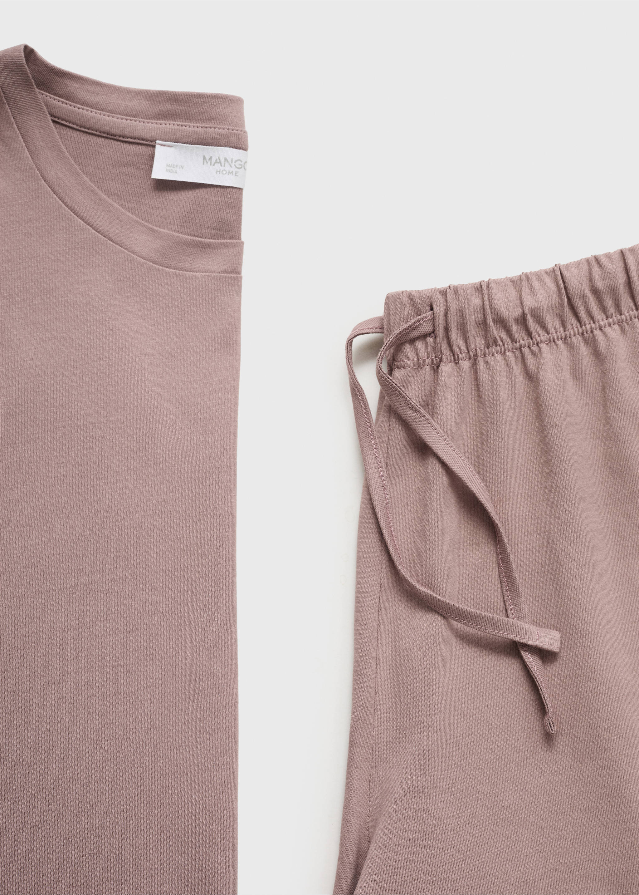 Cotton two-piece short-sleeved pyjamas - Details of the article 0, Medium Brown. Ref: 17012904-00.