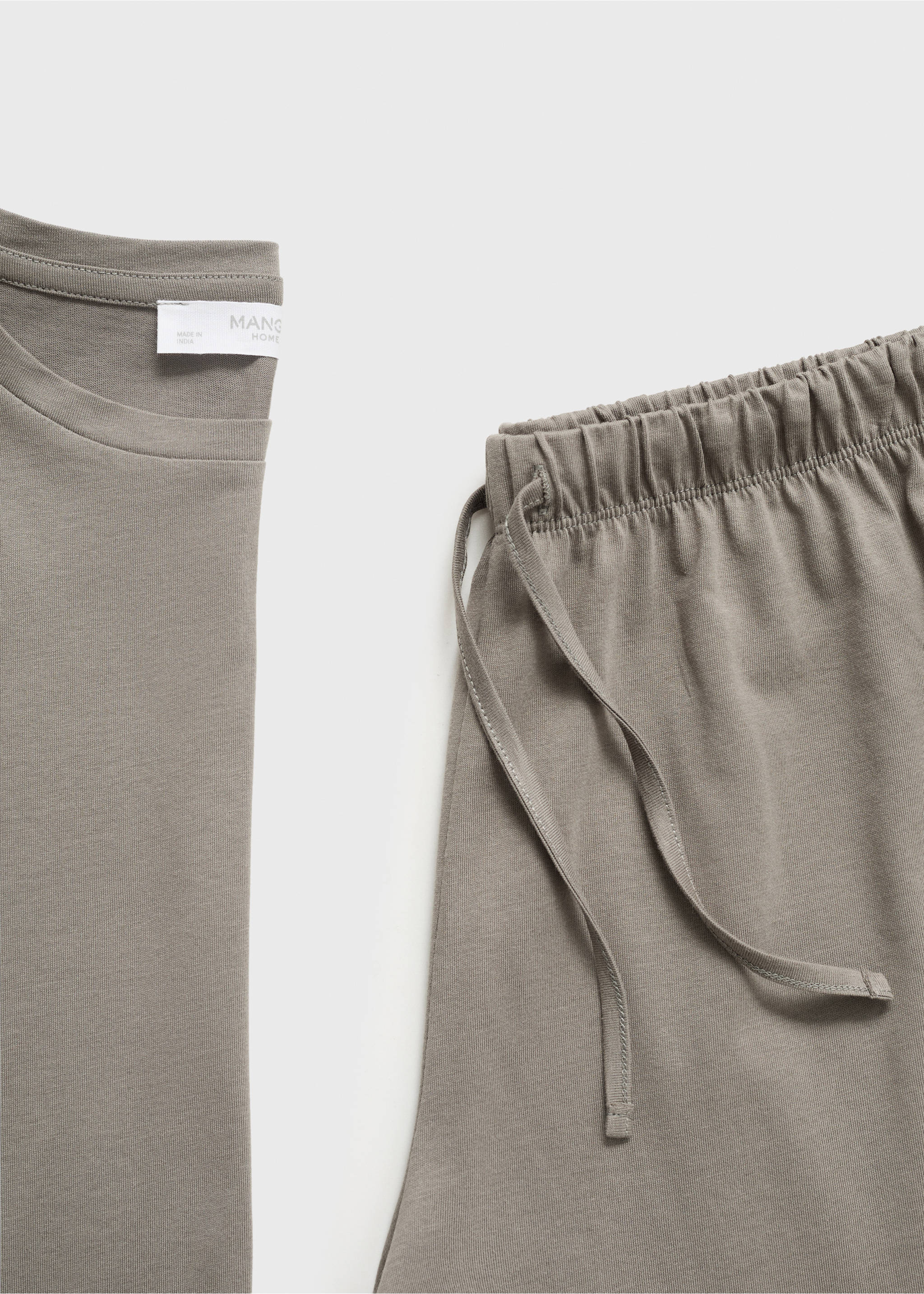Cotton two-piece short-sleeved pyjamas - Details of the article 0, Medium Brown. Ref: 17012904-00.