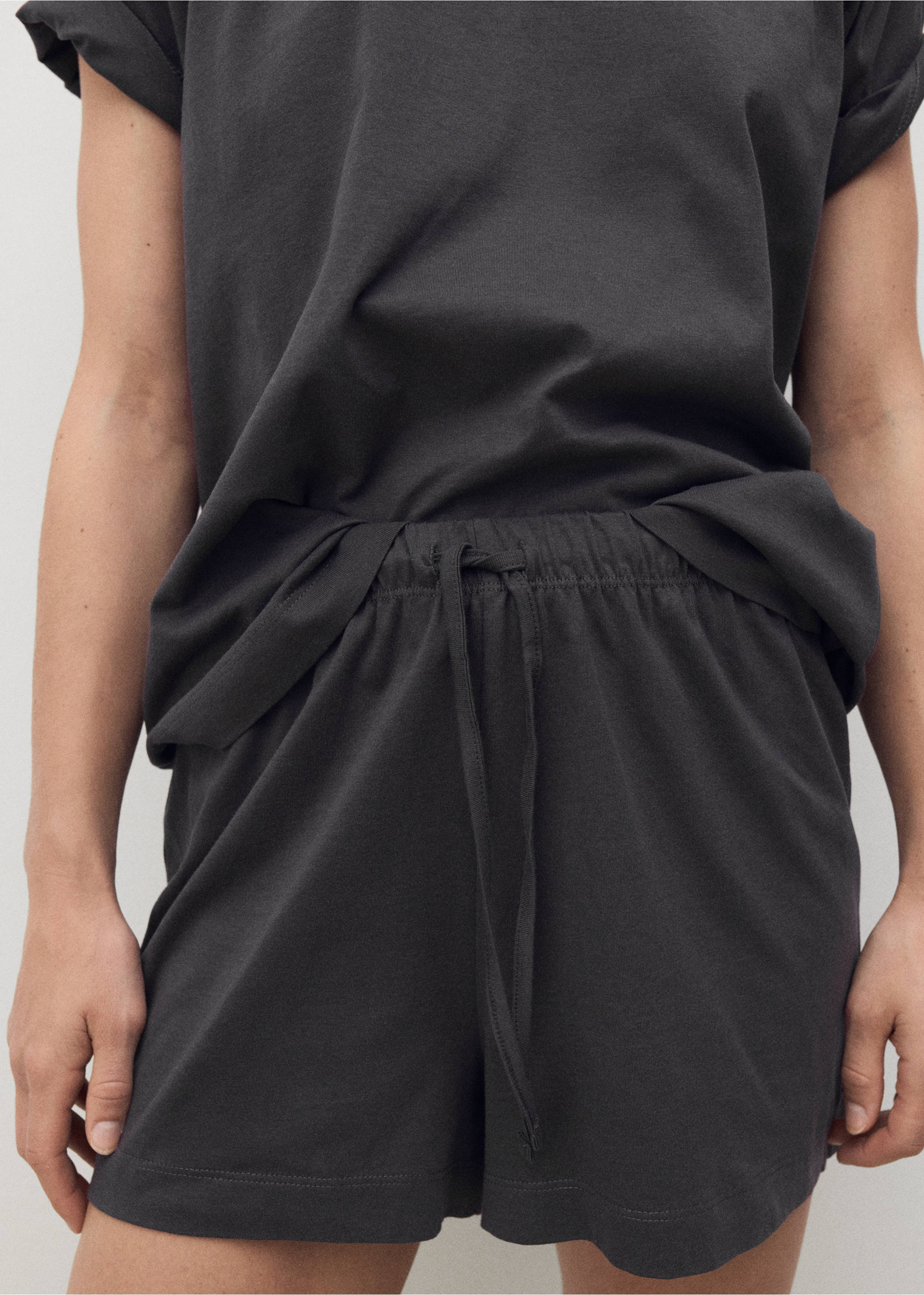 Cotton two-piece short-sleeved pyjamas - Details of the article 3, Charcoal. Ref: 17012904-00.