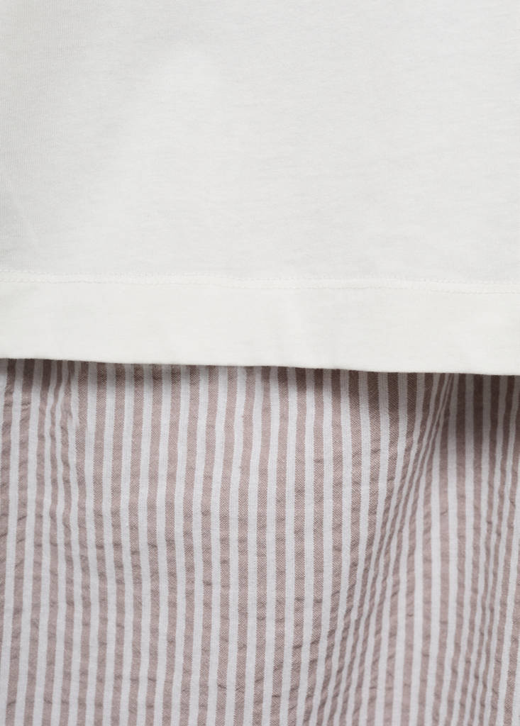 Seersucker striped two-piece pyjamas — Medium Brown