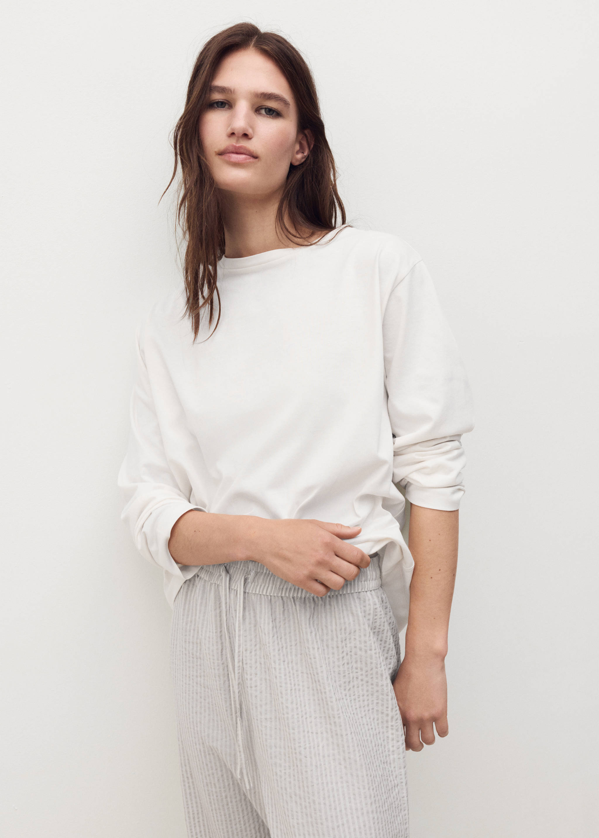 Pyjama deux pièces rayures seersucker - Plan moyen