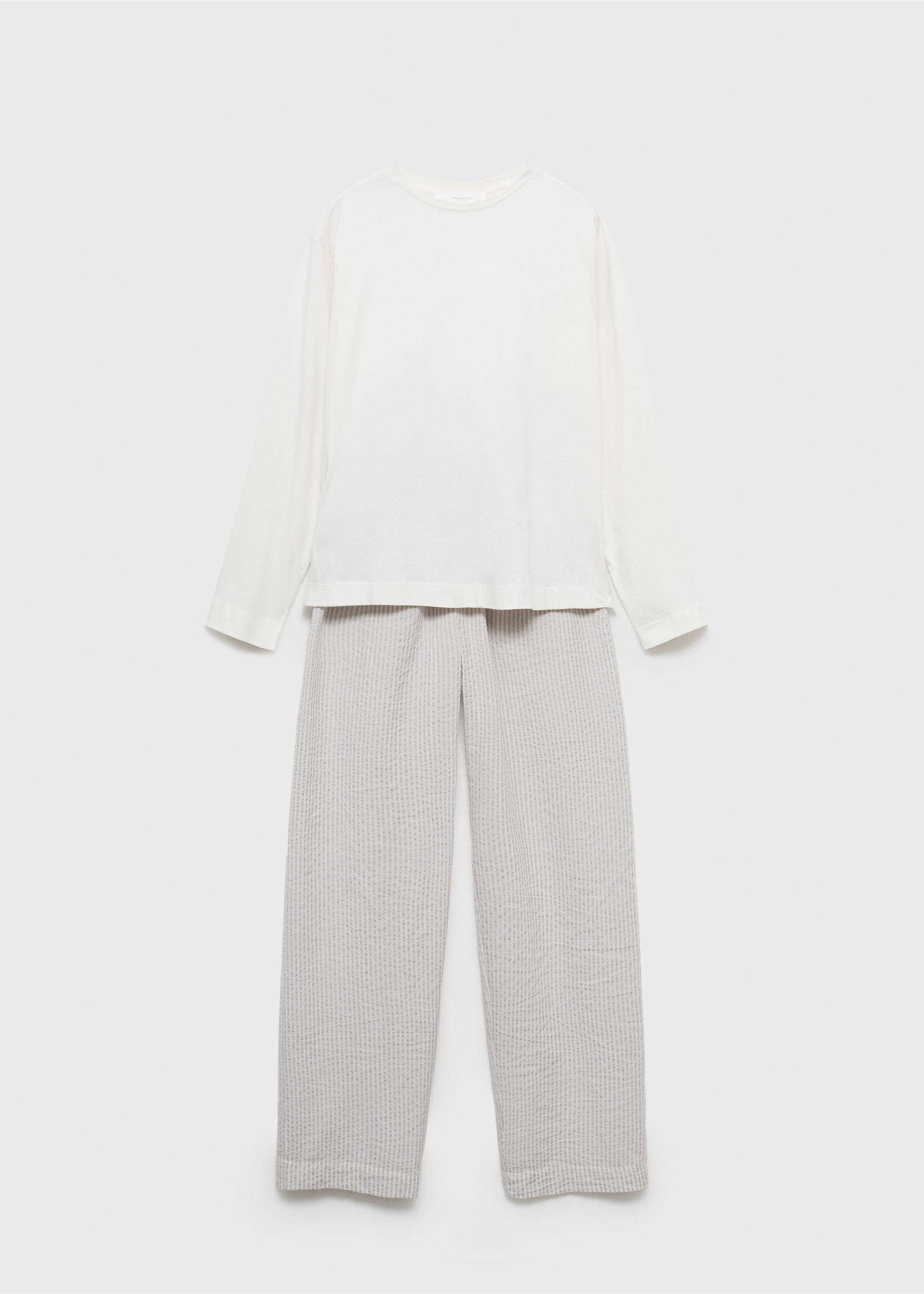 Seersucker striped two-piece pyjamas - Article without model, Medium Brown. Ref: 17012905-00.
