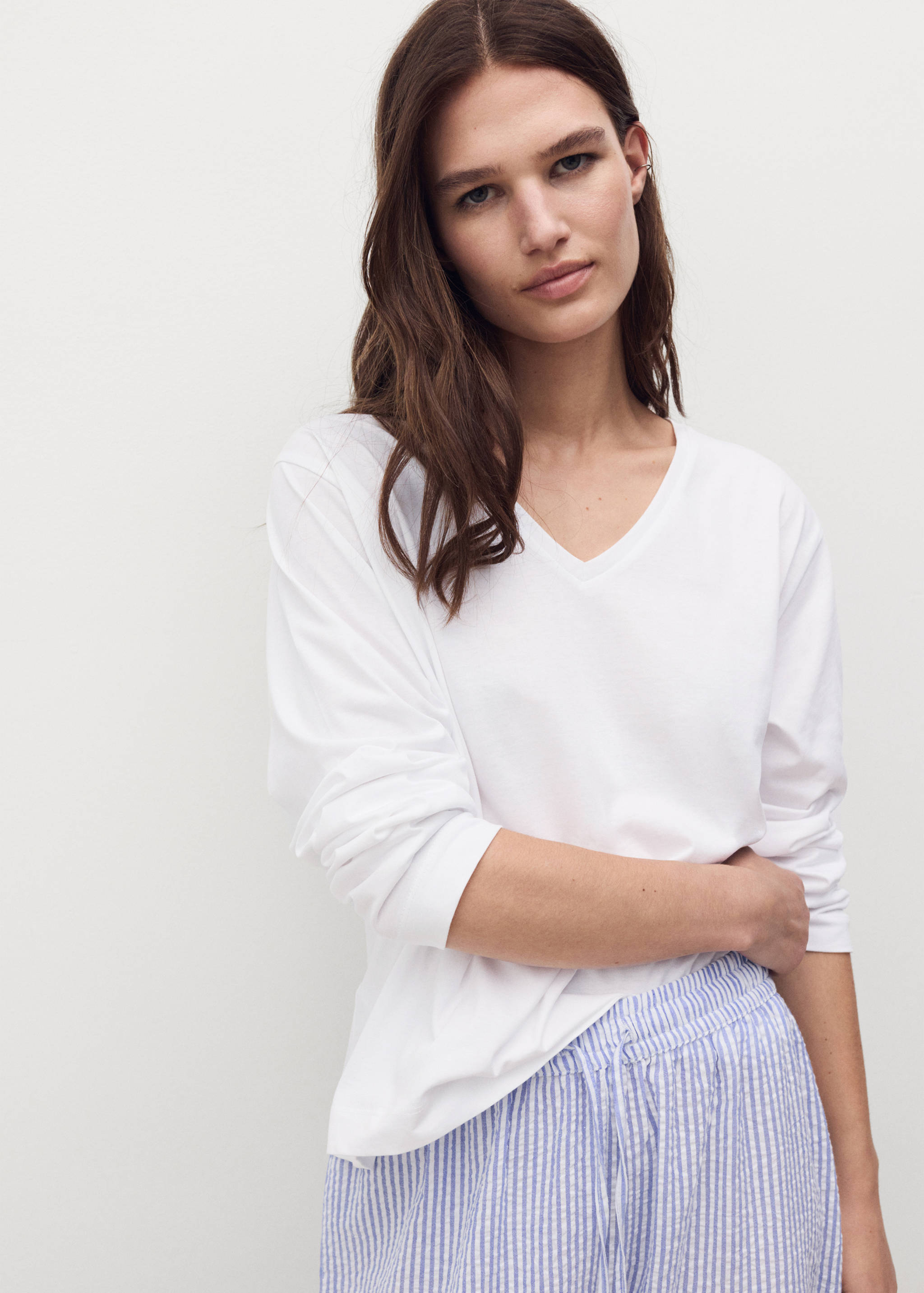 Pyjama deux pièces rayures seersucker - Plan moyen