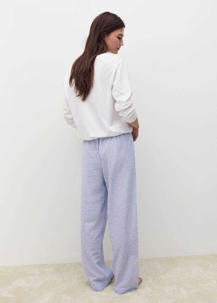 Seersucker striped two-piece pyjamas — China Blue