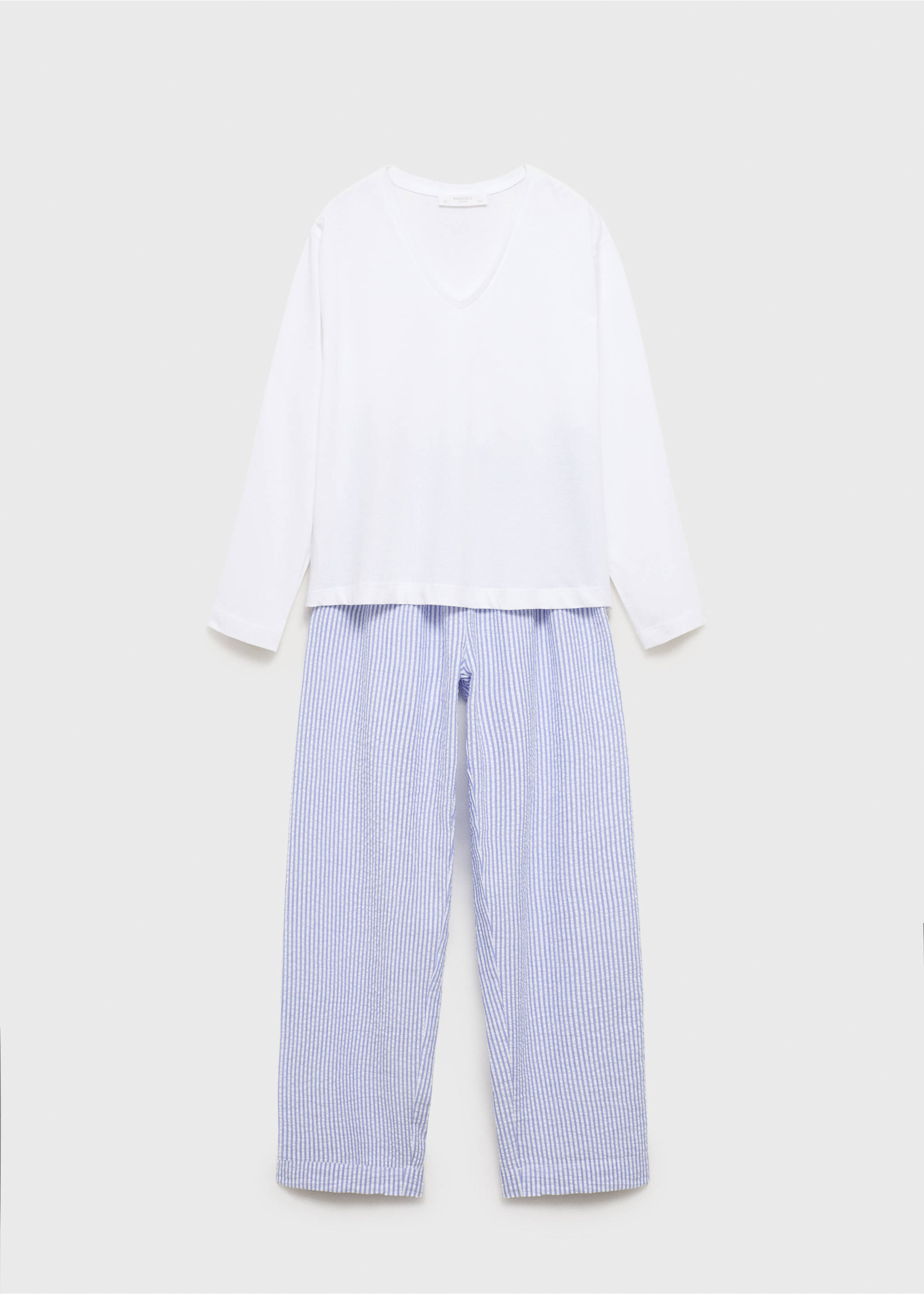 Pyjama deux pièces rayures seersucker - Article sans modèle, Bleu porcelaine. Ref: 17012905-00.