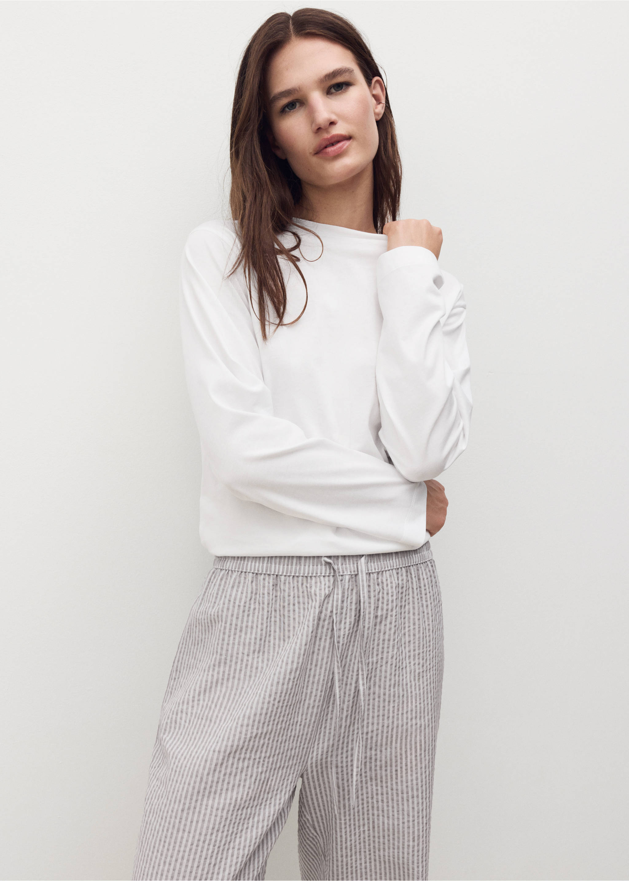 Pyjama deux pièces rayures seersucker - Détail de l'article 1, Gris anthracite. Ref: 17012905-00.