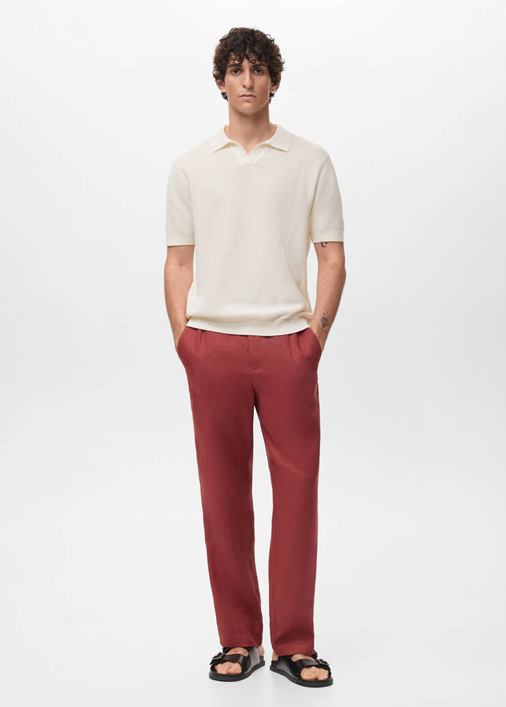 Structured cotton knitted polo shirt — Off White