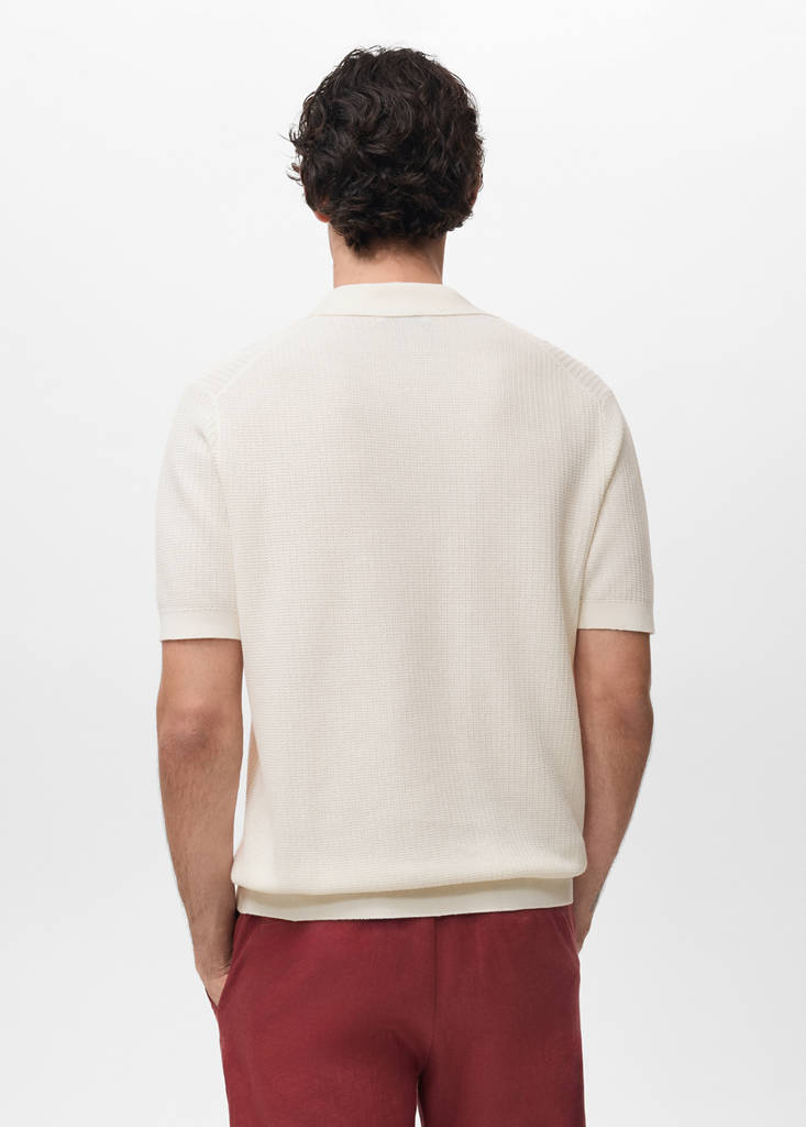 Structured cotton knitted polo shirt — Off White