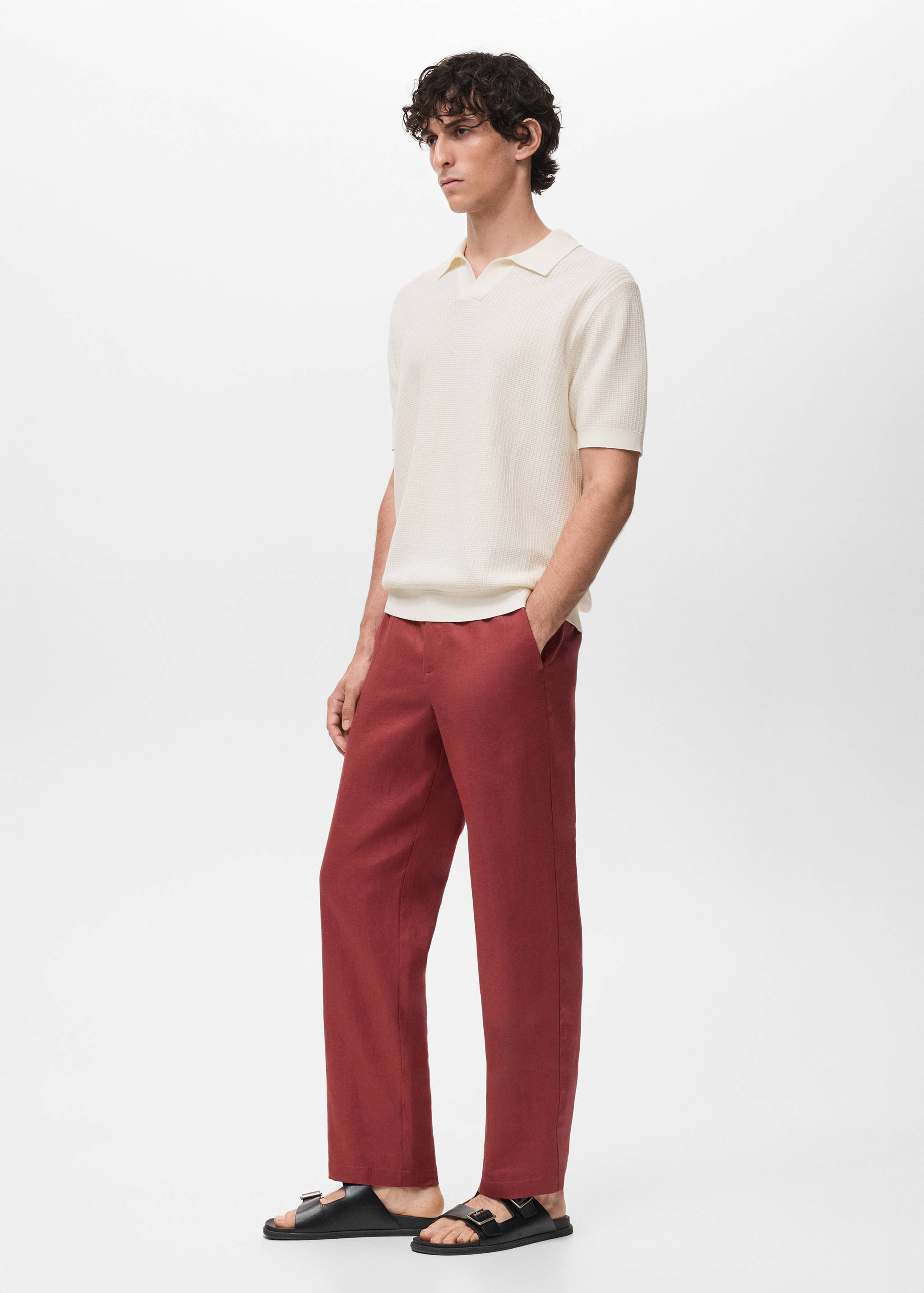 Structured cotton knitted polo shirt - Details of the article 2