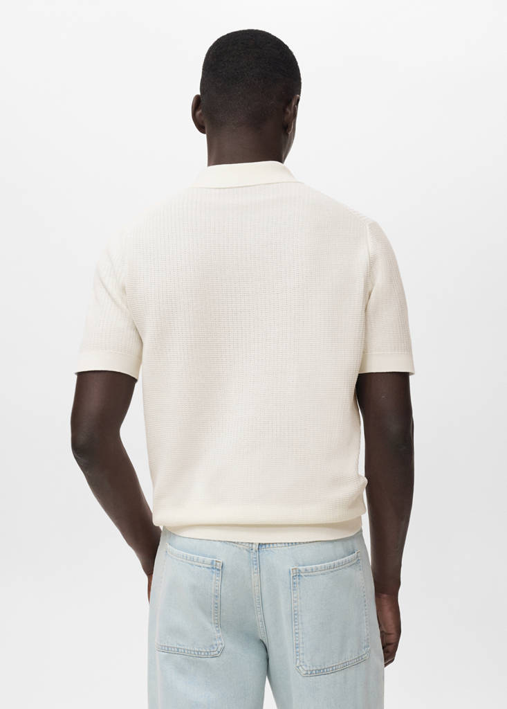 Structured cotton knitted polo shirt — Off White