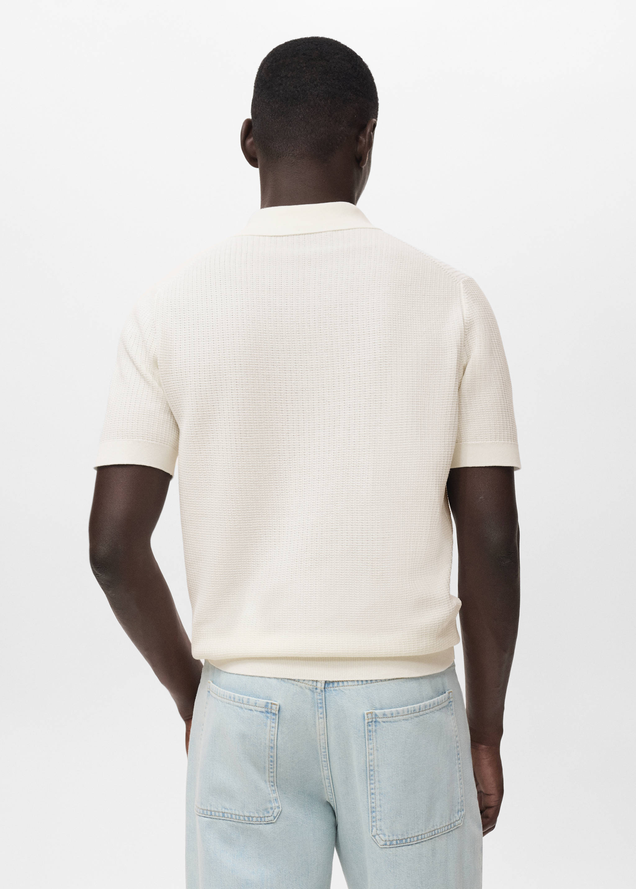 Structured cotton knitted polo shirt - Reverse of the article