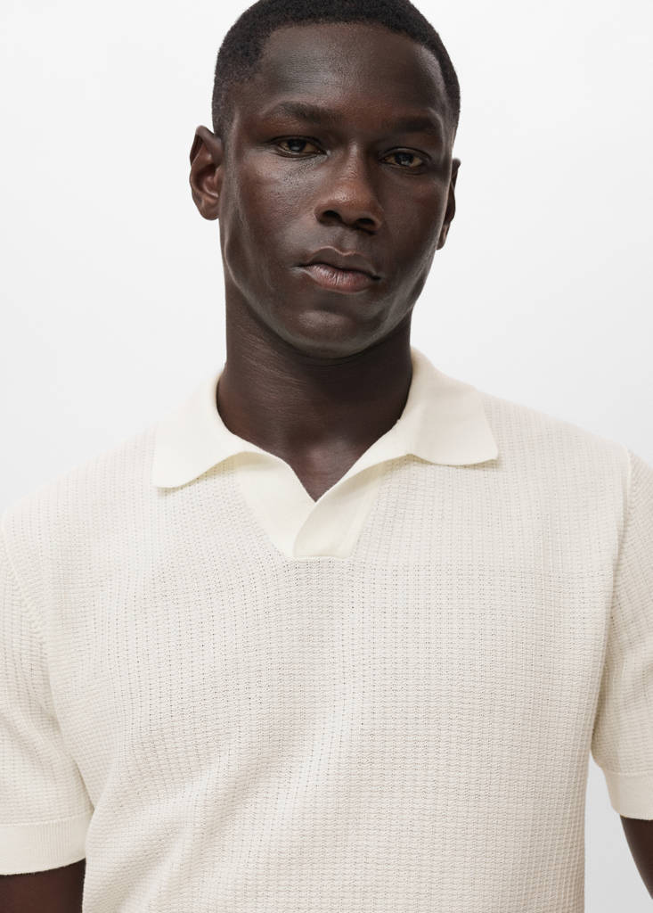 Structured cotton knitted polo shirt — Off White