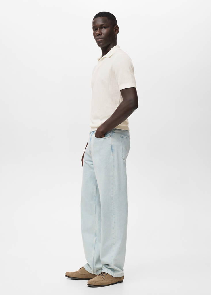 Structured cotton knitted polo shirt — Off White