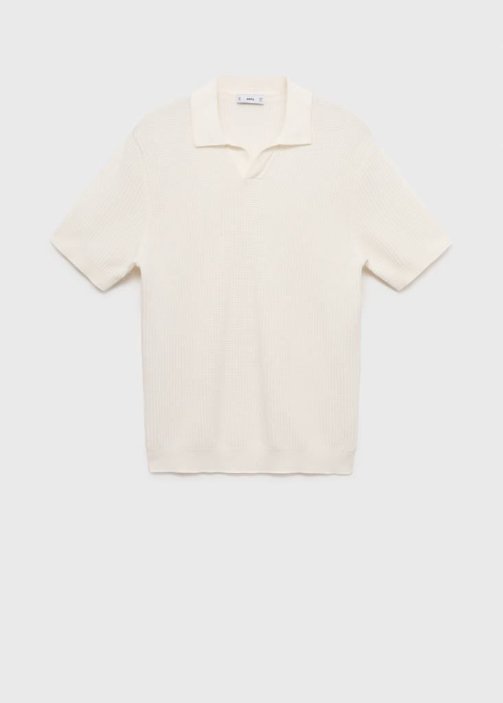 Structured cotton knitted polo shirt — Off White