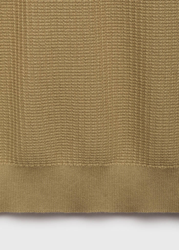 Structured cotton knitted polo shirt — Beige