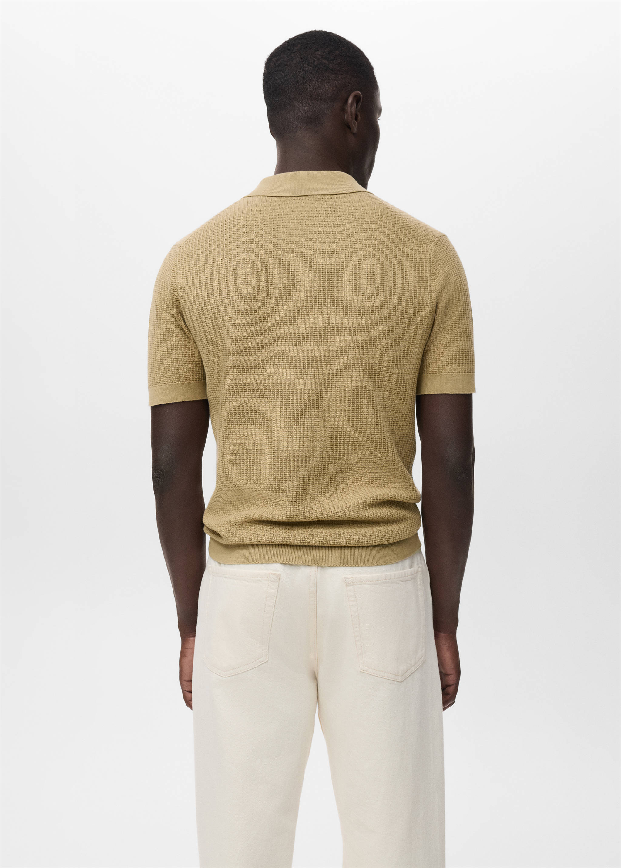 Structured cotton knitted polo shirt - Reverse of the article