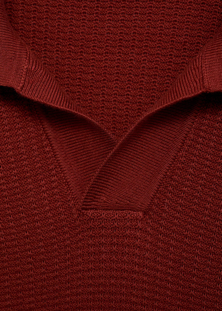 Structured cotton knitted polo shirt — Cherry