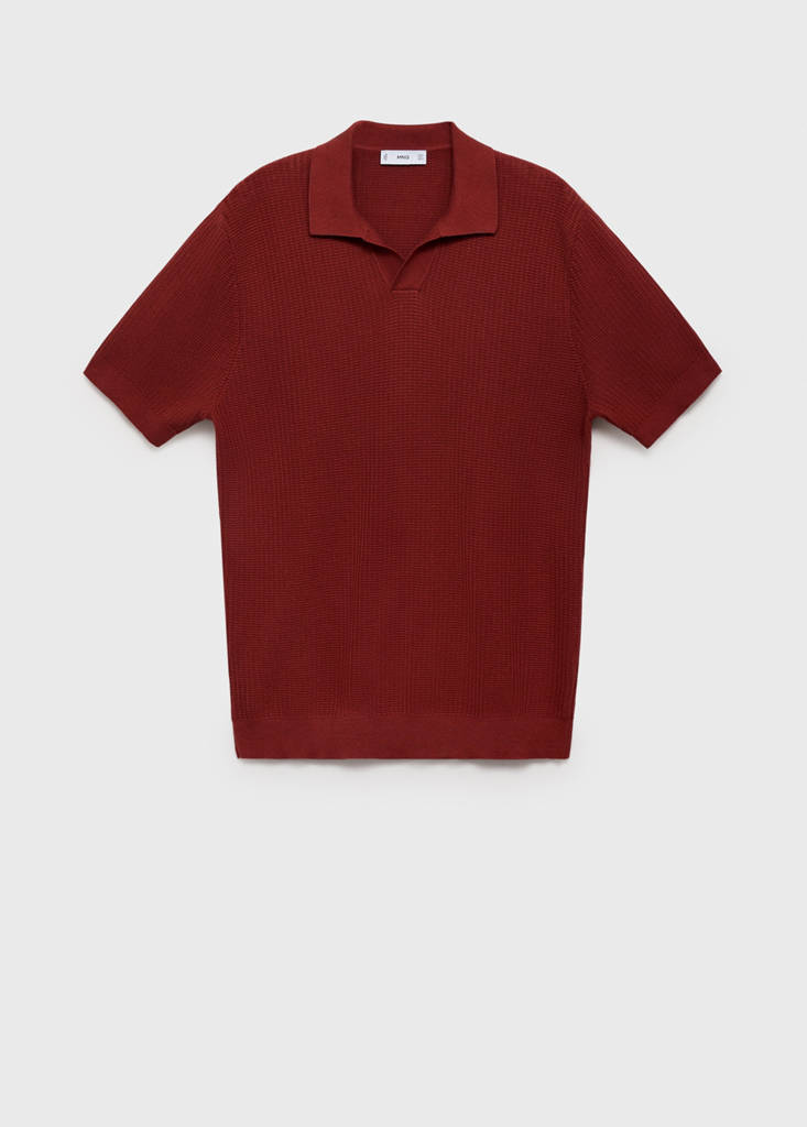 Structured cotton knitted polo shirt — Cherry