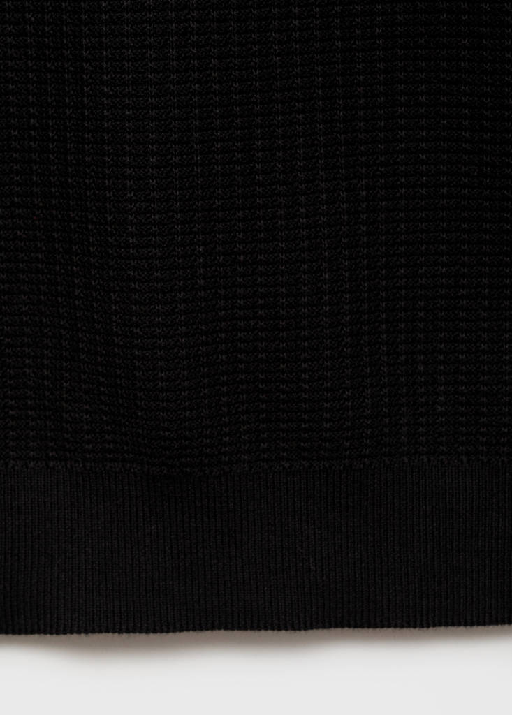 Structured cotton knitted polo shirt — Black