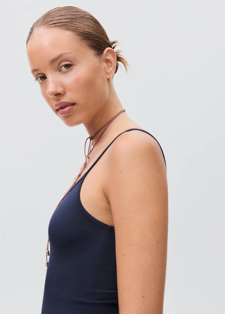Plain strapless top — Navy