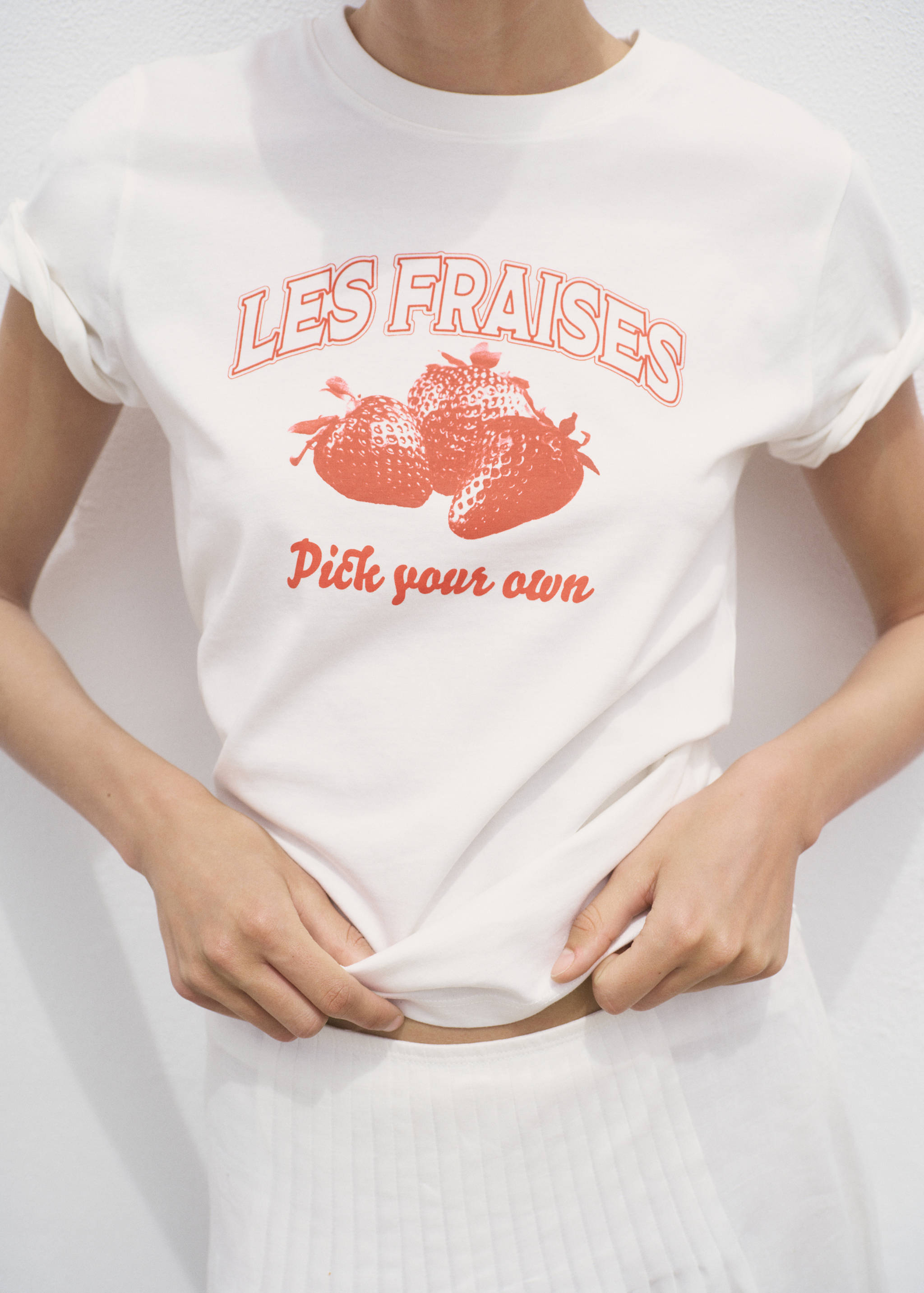 Bedrucktes Baumwoll-T-Shirt - Mittlere Ansicht