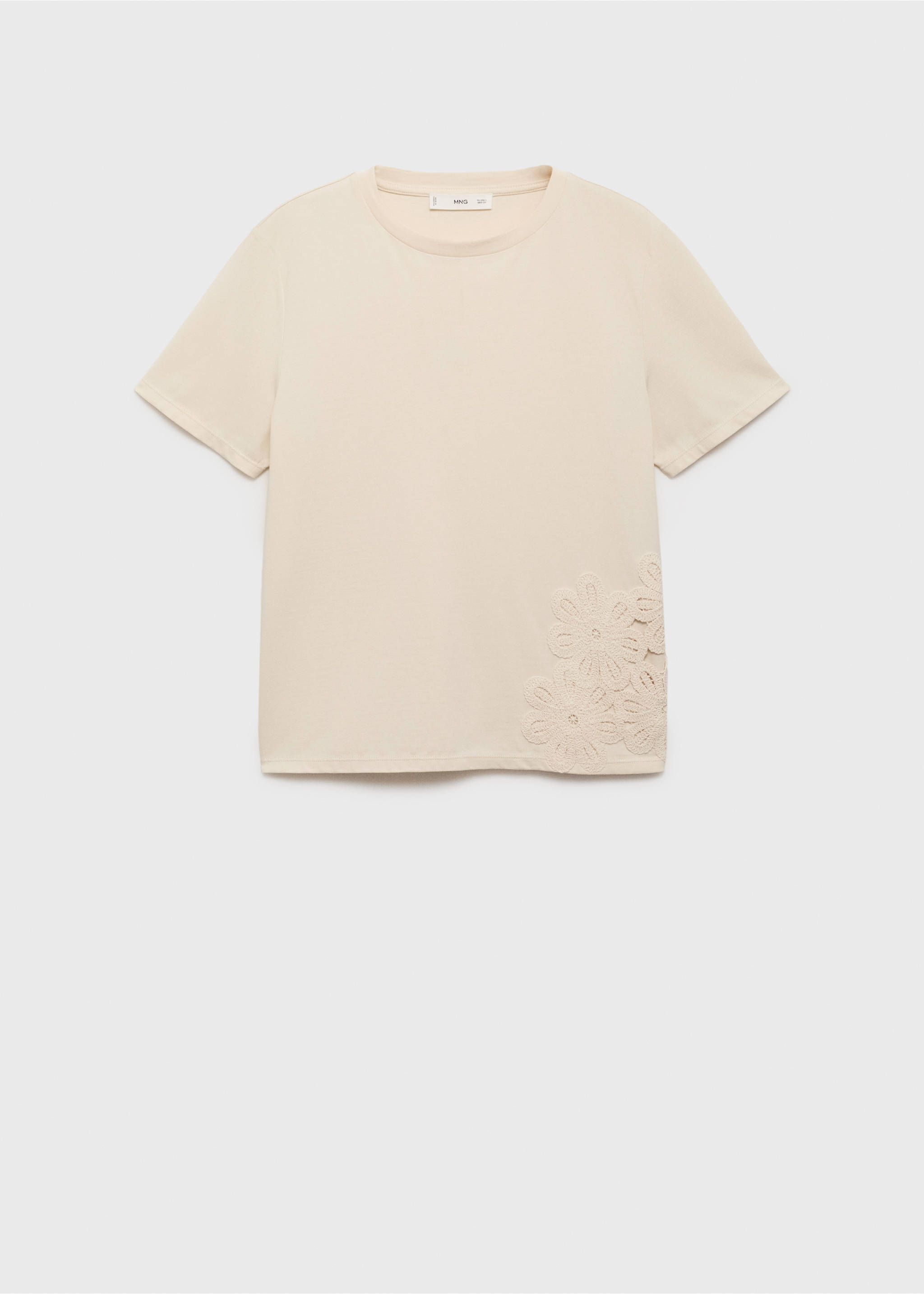 Floral-embroidered cotton t-shirt - Article without model, Ecru. Ref: 17012910-00.