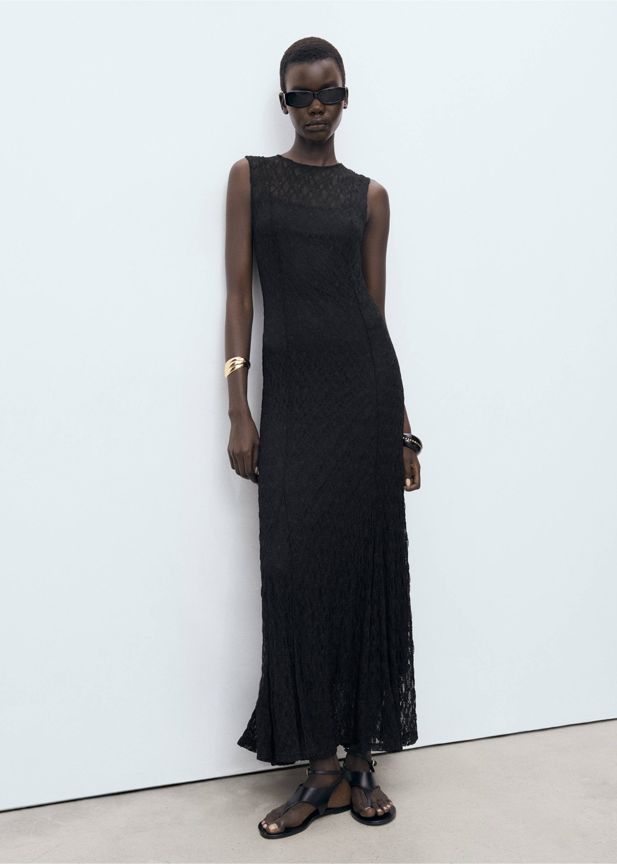 Long lace dress - General plane, Black. Ref: 17012912-00.