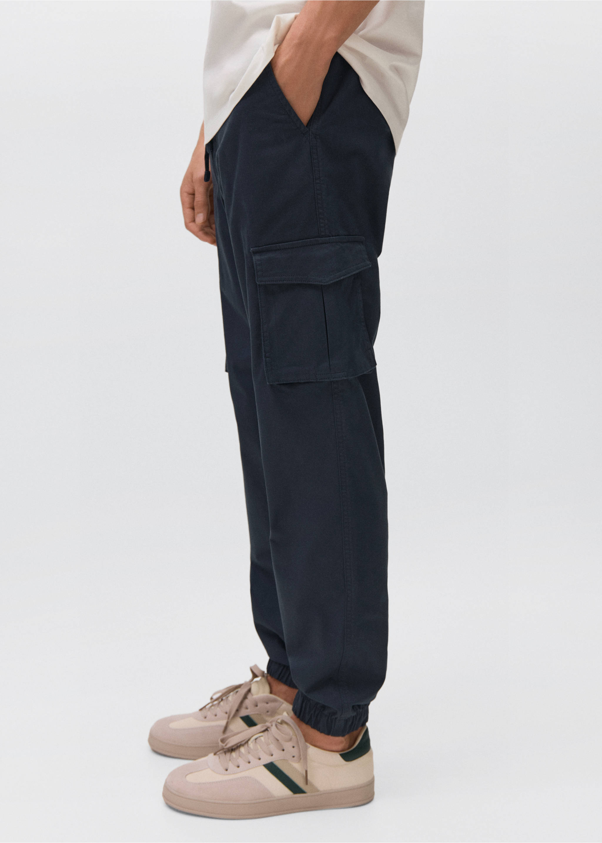 Joggers cargo cordón - Plano medio, Azul marino. Ref: 17012914-00.