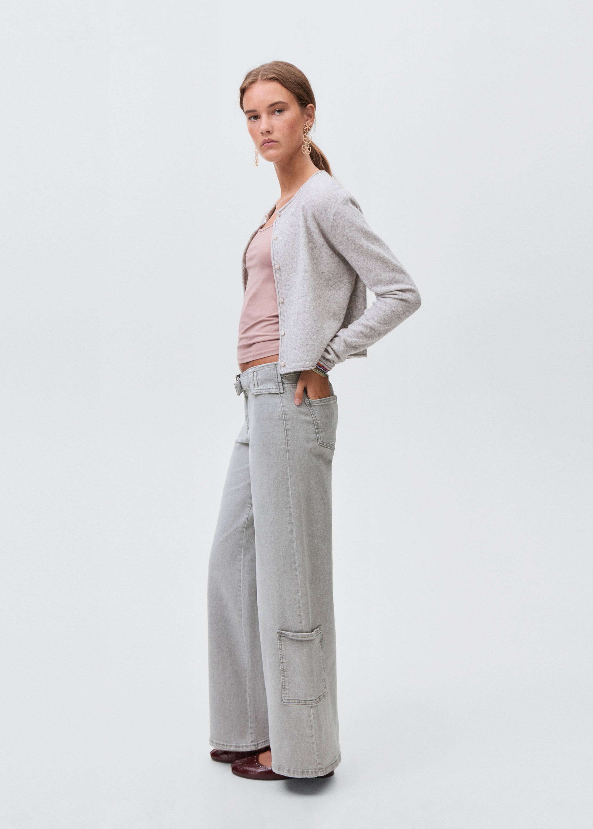 Wide leg jeans with buckle - General plane