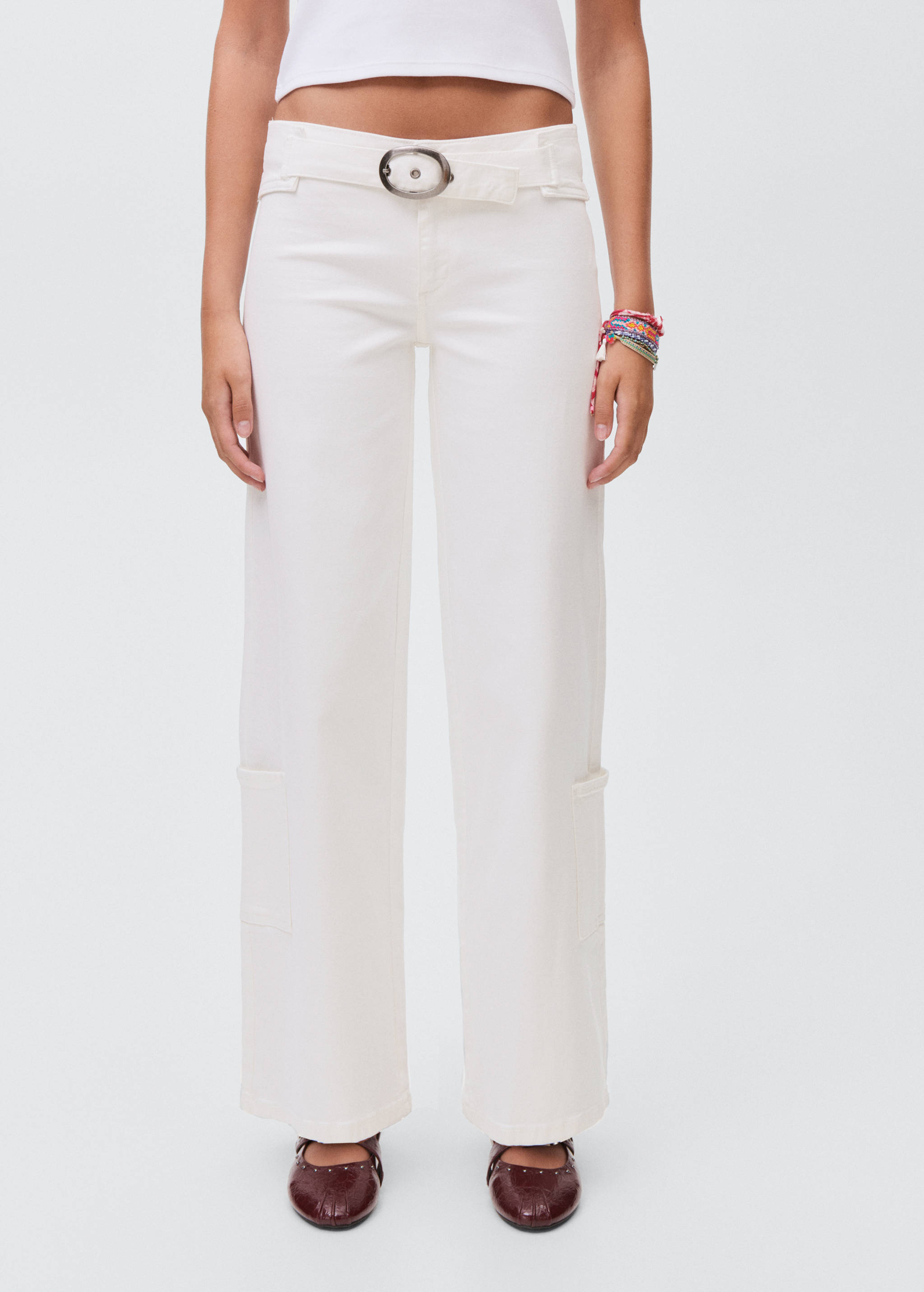 Wide leg jeans with buckle - Medium plane