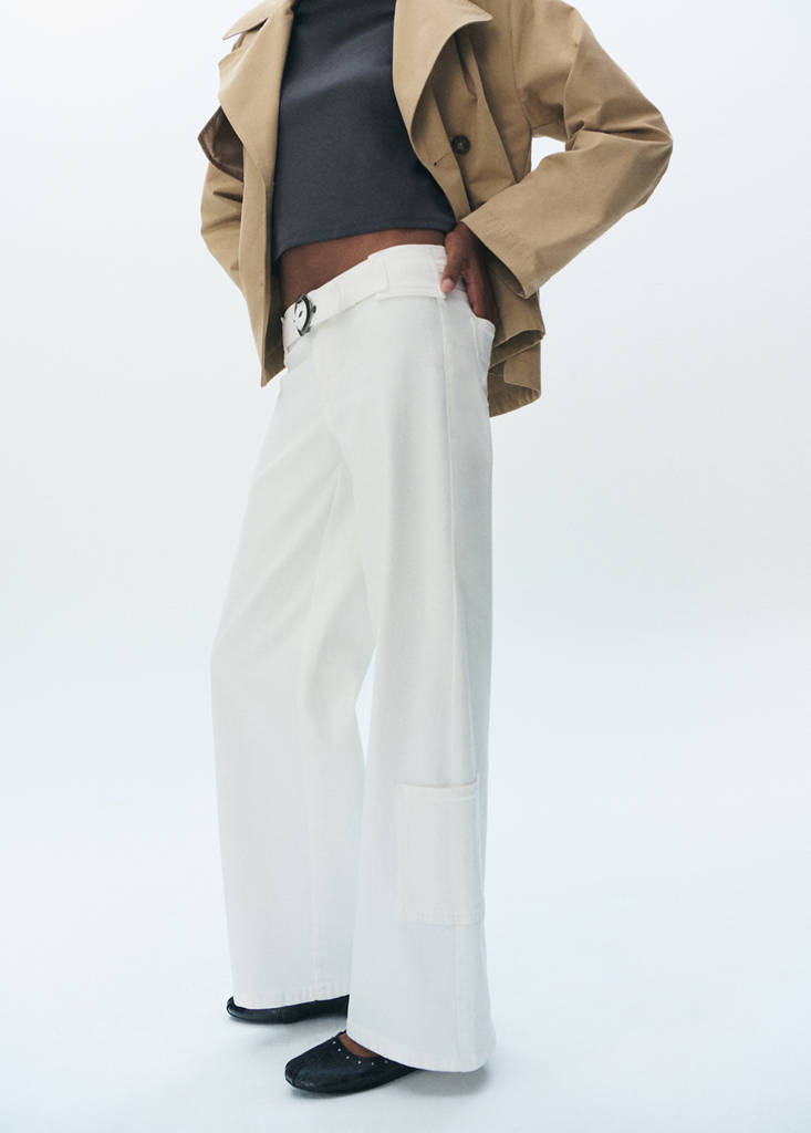 Wide leg jeans with buckle — Off White