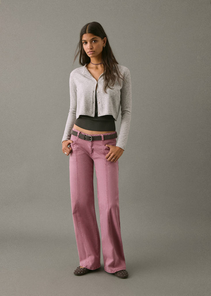 Straight jeans with stars — Pastel Pink