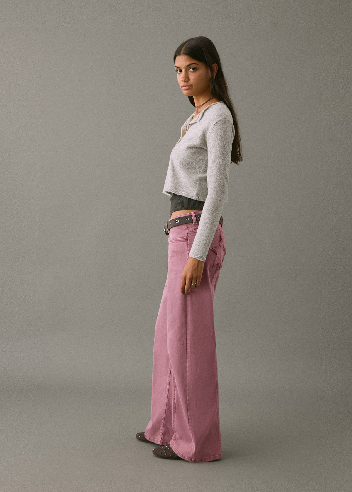 Straight jeans with stars — Pastel Pink