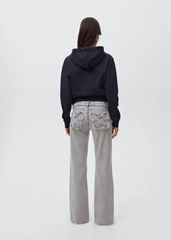 Straight jeans with embroidered butterflies — Denim Grey 7