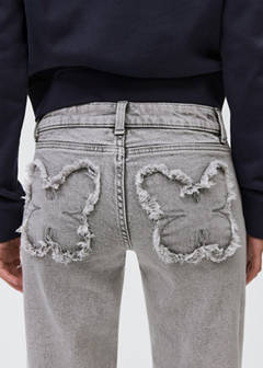 Straight jeans with embroidered butterflies — Denim Grey 5