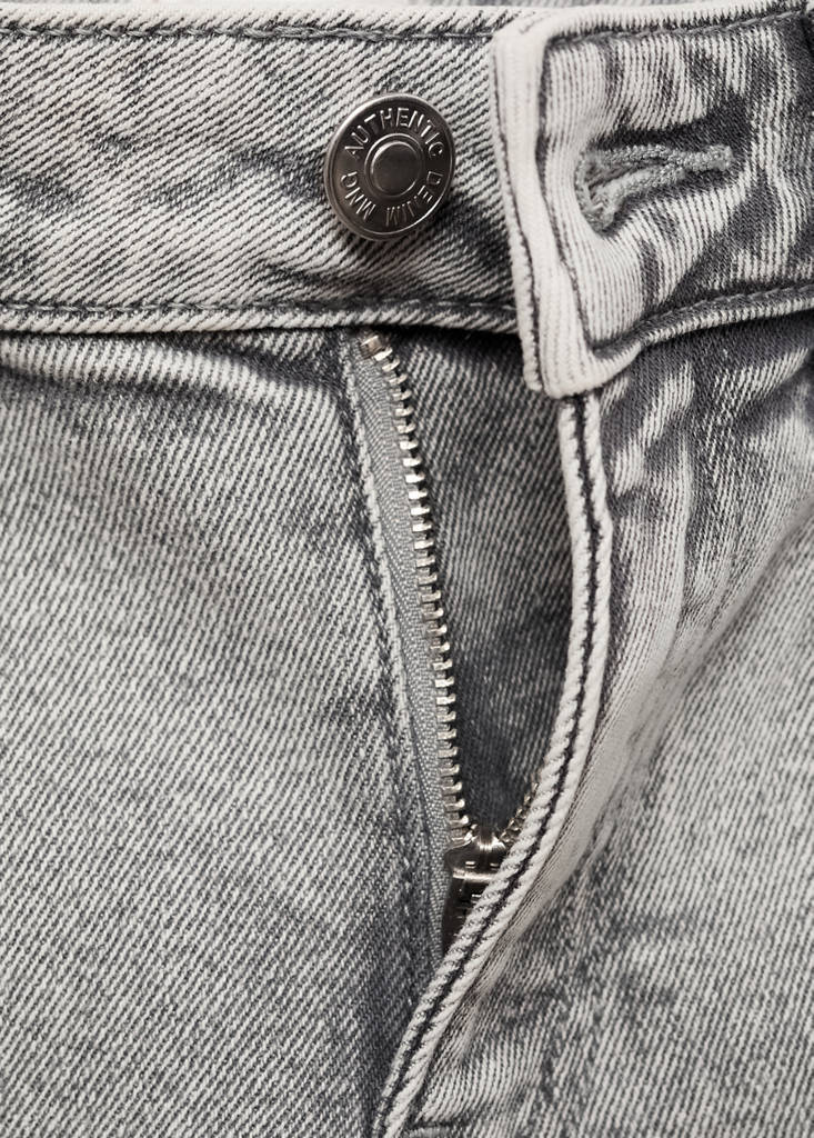 Straight jeans with embroidered butterflies — Denim Grey