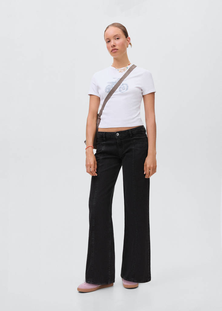 Straight jeans with stars — Black denim
