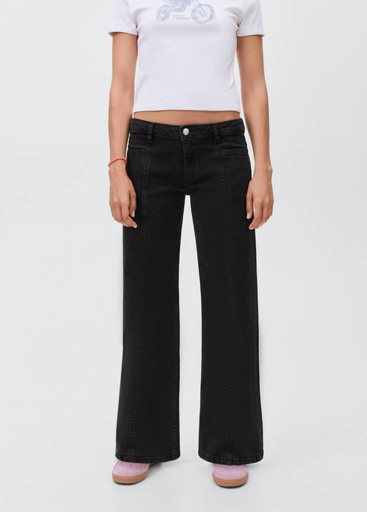Straight jeans with stars — Black denim